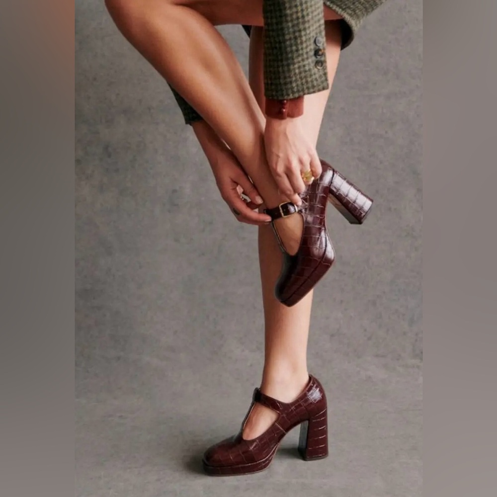 Sézane Monique High Mary Janes Brown Croco FR 39 / US 8 - Picture 4 of 10